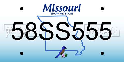58SS555 Missouri License Plate