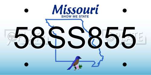 58SS855 Missouri License Plate