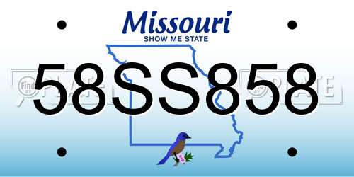 58SS858 Missouri License Plate