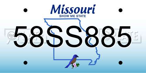 58SS885 Missouri License Plate