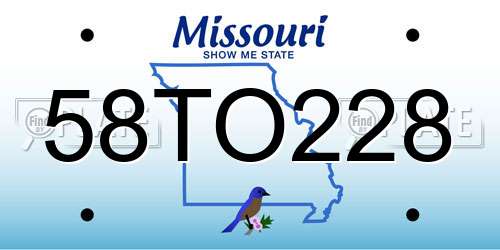 58TO228 Missouri License Plate