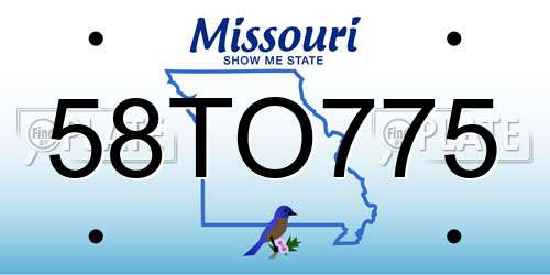 58TO775 Missouri License Plate