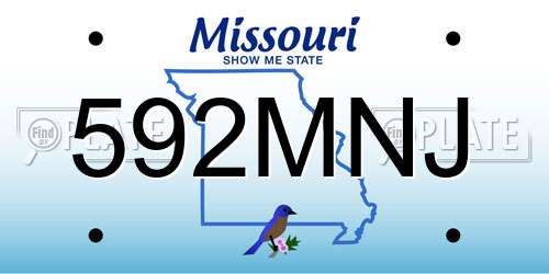 592MNJ Missouri License Plate