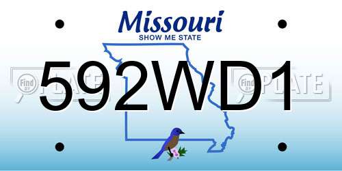 592WD1 Missouri License Plate