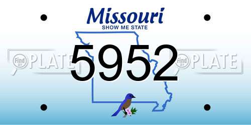 5952 Missouri License Plate