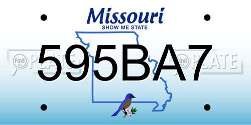 595BA7 Missouri License Plate