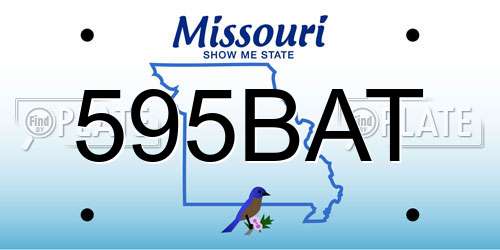 595BAT Missouri License Plate