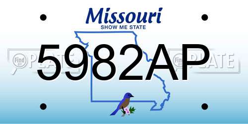 5982AP Missouri License Plate