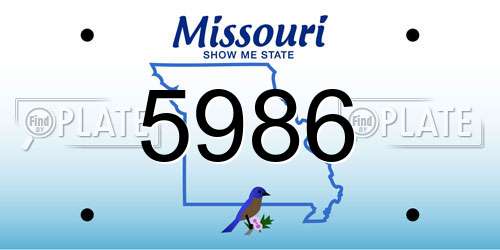 5986 Missouri License Plate