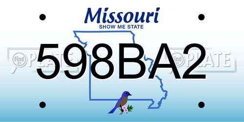 598BA2 Missouri License Plate