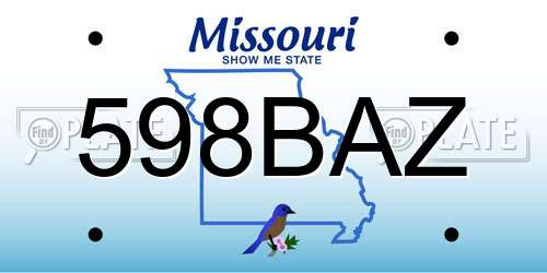 598BAZ Missouri License Plate