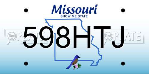 598HTJ Missouri License Plate