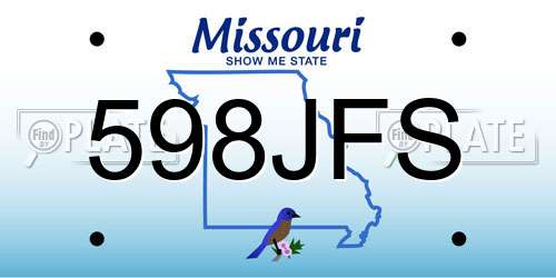 598JFS Missouri License Plate
