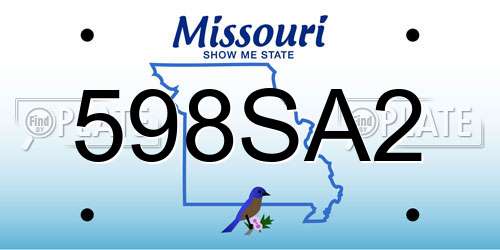 598SA2 Missouri License Plate