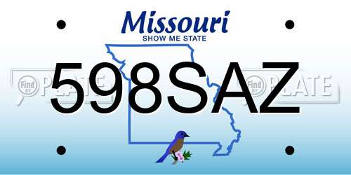 598SAZ Missouri License Plate