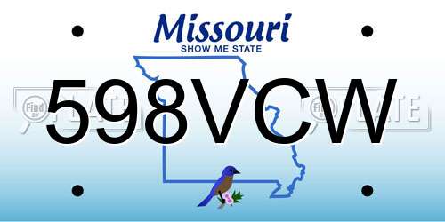 598VCW Missouri License Plate
