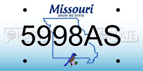 5998AS Missouri License Plate