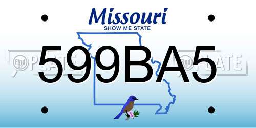 599BA5 Missouri License Plate