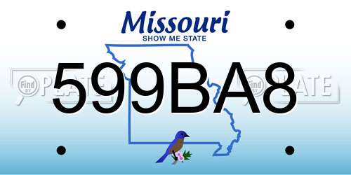599BA8 Missouri License Plate