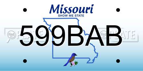 599BAB Missouri License Plate