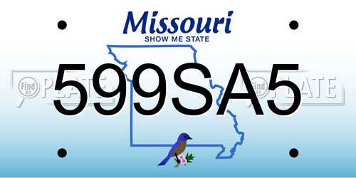 599SA5 Missouri License Plate