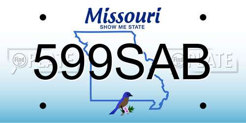 599SAB Missouri License Plate