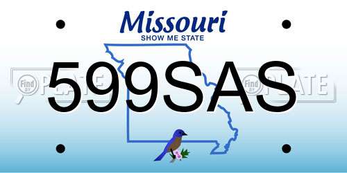 599SAS Missouri License Plate