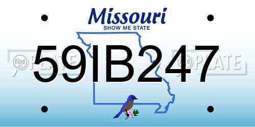 59IB247 Missouri License Plate
