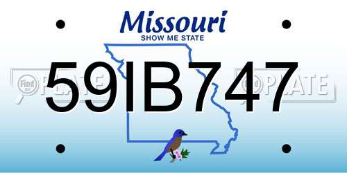59IB747 Missouri License Plate