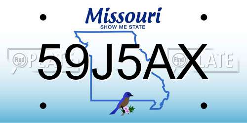 59J5AX Missouri License Plate