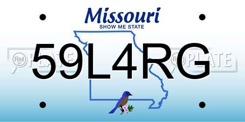 59L4RG Missouri License Plate