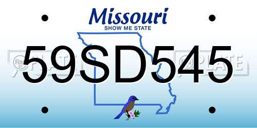 59SD545 Missouri License Plate
