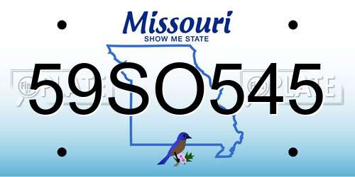 59SO545 Missouri License Plate