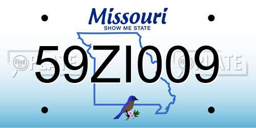 59ZI009 Missouri License Plate