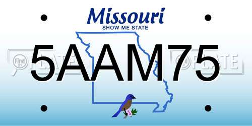 5AAM75 Missouri License Plate