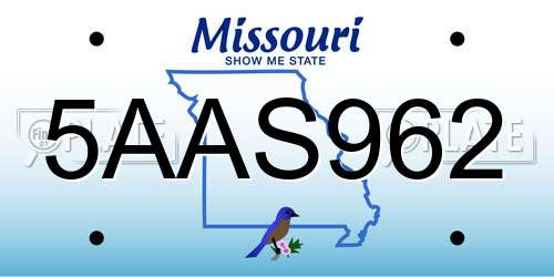 5AAS962 Missouri License Plate