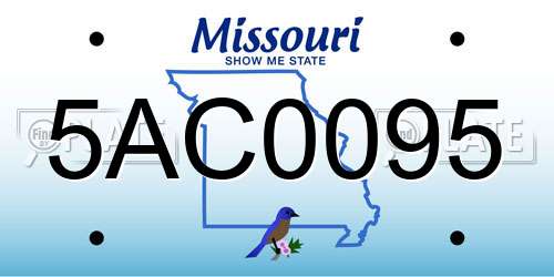 5AC0095 Missouri License Plate