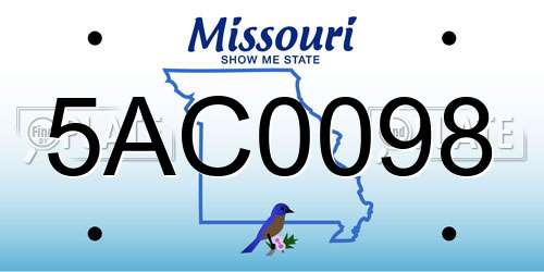 5AC0098 Missouri License Plate