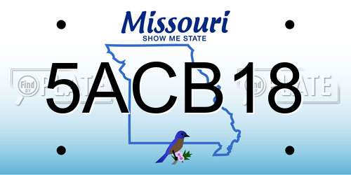 5ACB18 Missouri License Plate
