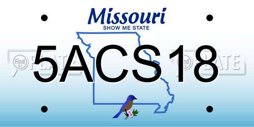 5ACS18 Missouri License Plate