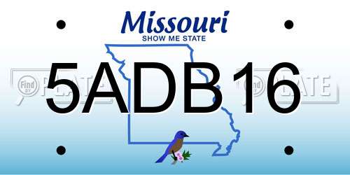 5ADB16 Missouri License Plate
