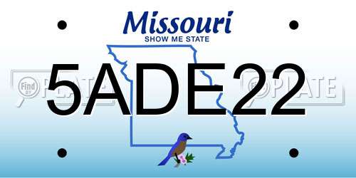 5ADE22 Missouri License Plate