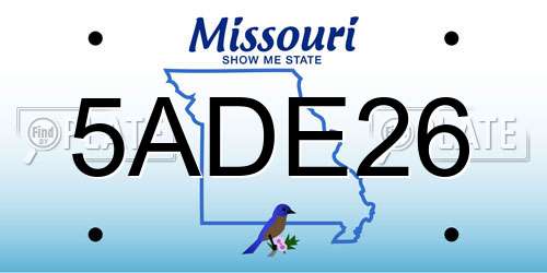 5ADE26 Missouri License Plate
