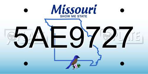 5AE9727 Missouri License Plate
