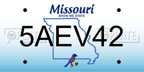 5AEV42 Missouri License Plate