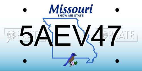 5AEV47 Missouri License Plate