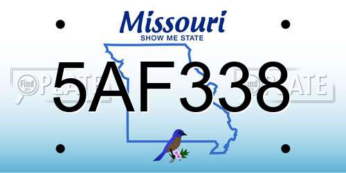 5AF338 Missouri License Plate