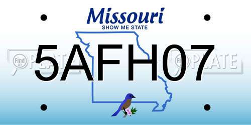 5AFH07 Missouri License Plate