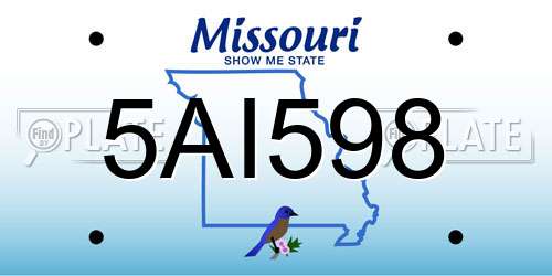 5AI598 Missouri License Plate
