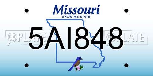 5AI848 Missouri License Plate